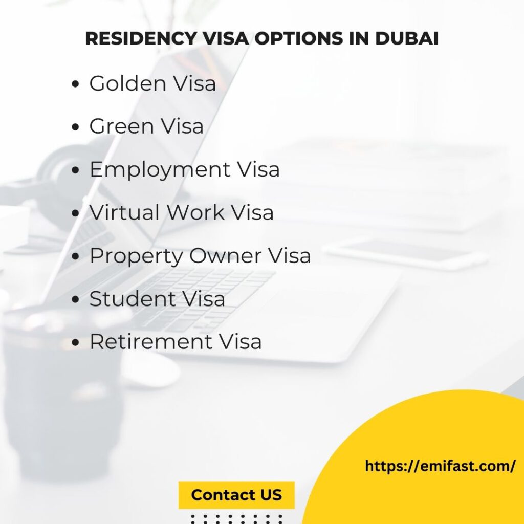 A image of type of visa options in dubai